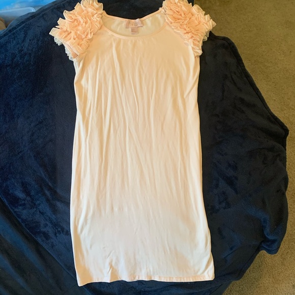 Medium cotton candy pink dress with shoulder frill - Picture 2 of 5